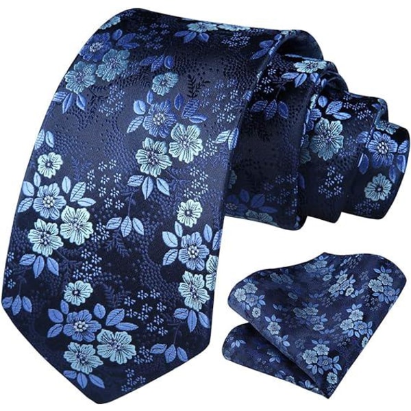 Herre ekstra lang blomstret Paisley slips og lommetørklæde sæt