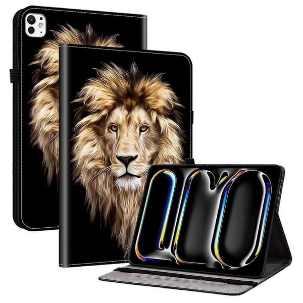 Leather Case with Printed Pattern and Card Slots for iPad Pro 11 (2024)