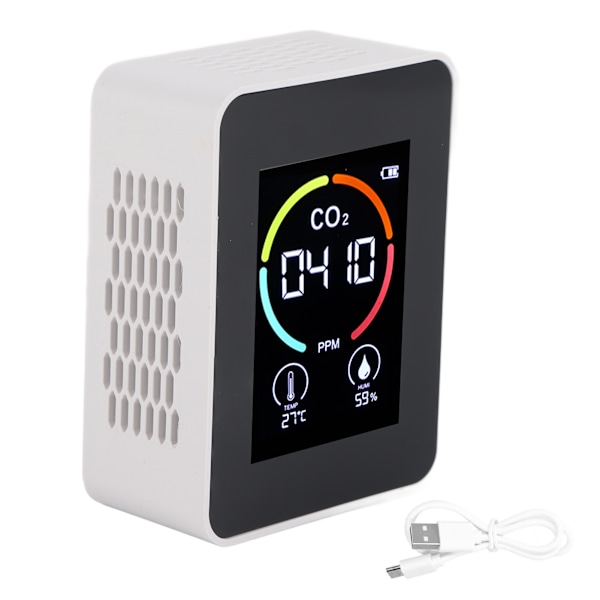 CO₂ Detector Digital Thermometer Hygrometer Air Quality Monitor TVOC Formaldehyde Detector(White )