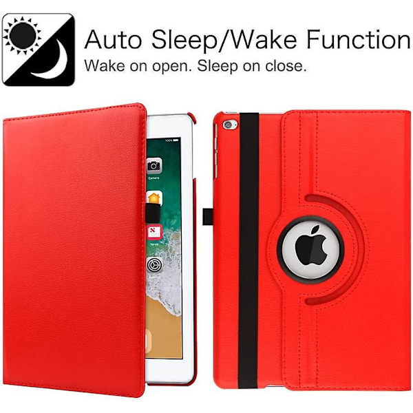 360 Graders Justerbart Etui med Auto Sleep/Wake Funksjon for iPad 9.7' 5. / 6. Generasjon (2017/2018) og iPad Air 2