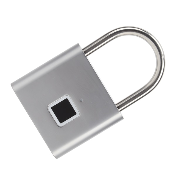 Fingeravtryckslås 0.5S Upplåsning Vattentätt Rymmer 10 Fingeravtryck USB-gränssnitt Tumavtryckslås med 3 Färglampor för Bagage Silver
