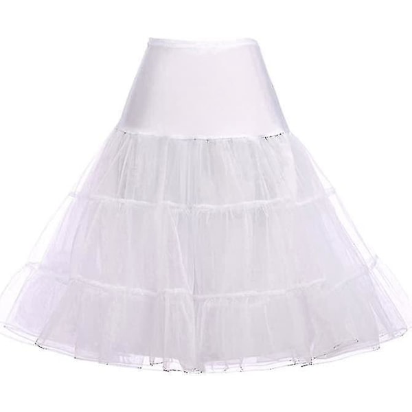 Rockabilly Kjole Petticoat Nederdel - Dame 50'er Crinoline Tutu Underskørt XL Hvid