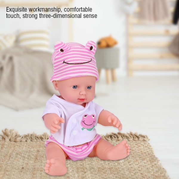 Högsimulering vinyl baby med kläder Nyfödda sovbadleksak (rosa)
