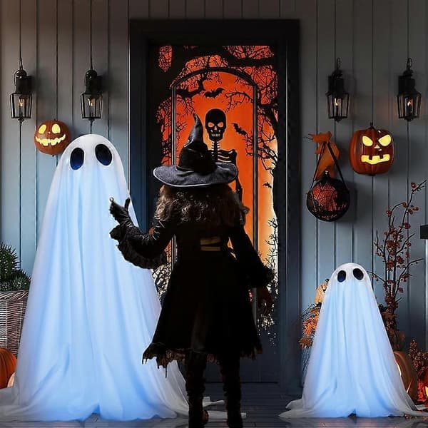 2 stk Halloween Dekor Lysende Spøkelse Deco