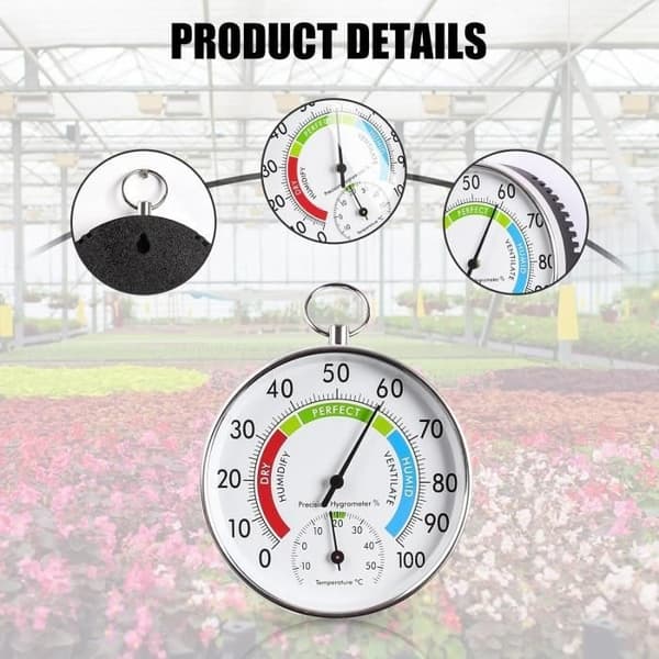 Utomhustermometer - 10 cm - För inomhus- och utomhusbruk - Väggmonterad - Med hygrometer