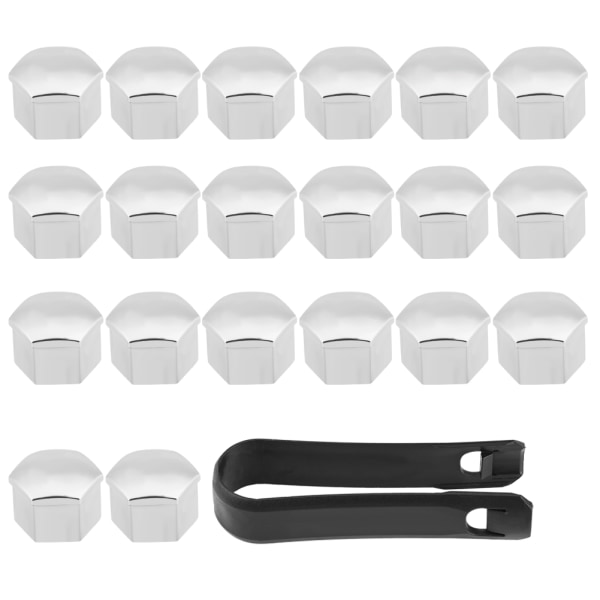 Navkapslar för bildäck - 20 st Silver Universal 17mm Hjälpmutter Bult Skruvskydd