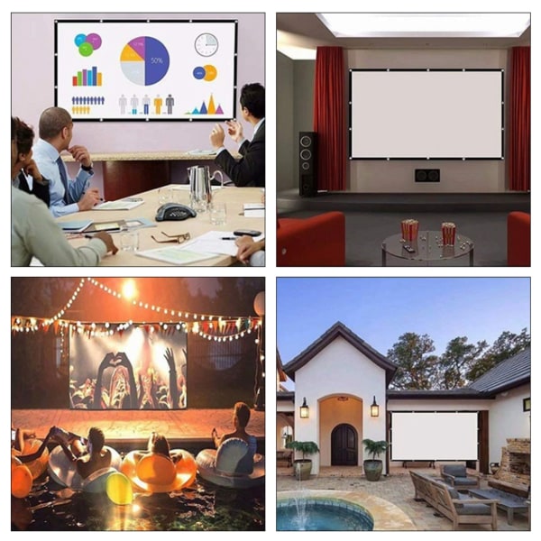 16:9 bærbar HD-projektorskjerm Sammenleggbar projeksjonsgardin polyester for hjemmekontor120in