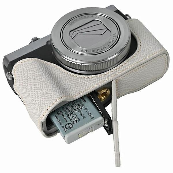 For Canon PowerShot G7 X Mark III G7 X Mark II Camera Bag PU Leather Protective Case - Grey