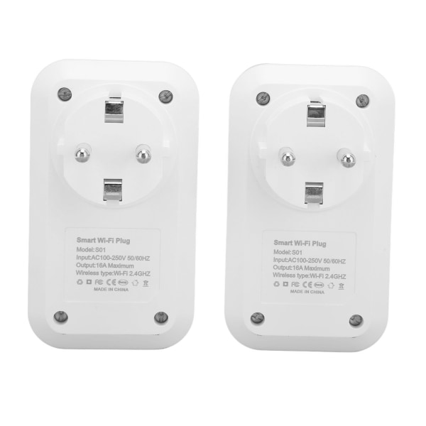 2 kpl Smart WiFi -pistoke Ladattava tulenkestävä langaton kauko-ohjaus ääniohjaus WiFi Smart Socket Plug EU Plug 100-250V