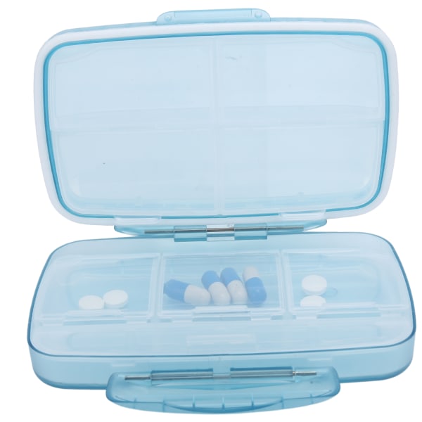 Bærbare piller Organizer Box Container Stor Kapacitet Rejse Fugttæt medicinetui Blå