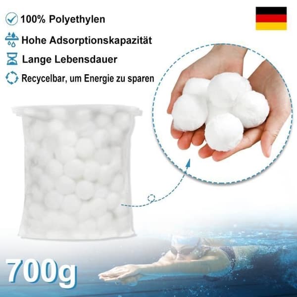 700g Bassengfilterkuler, Gjenbrukbare Filterkuler 700g White