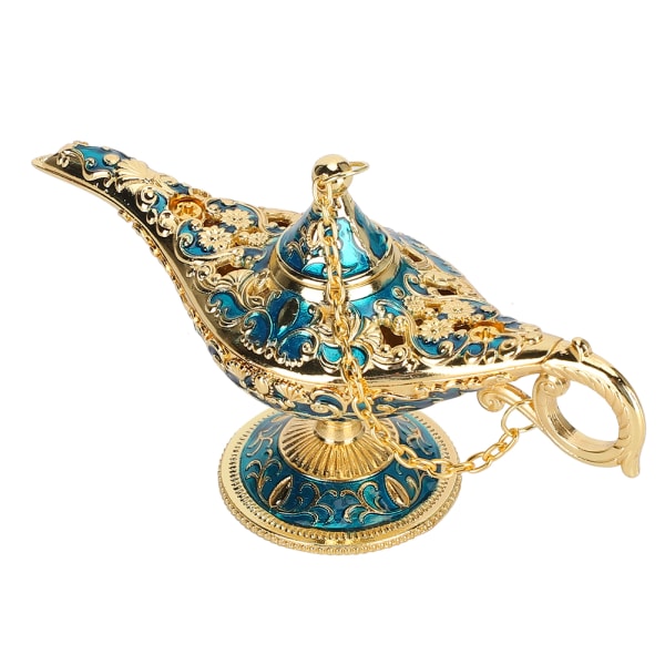 Hul Lampe Form Røgelse Brænder Husstand Metal Craft Dekoration Ornament Gave Blå