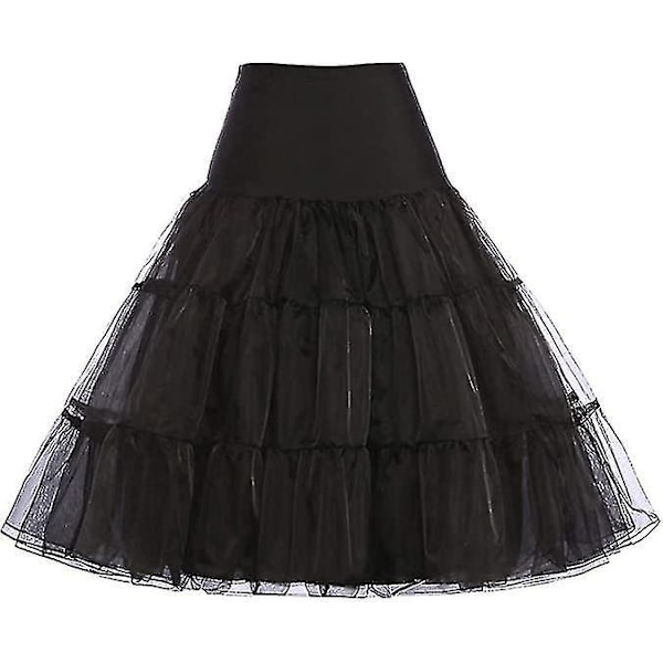 Rockabilly Dress Crinoline Tutu Underskirts for Women - 50s Petticoat Skirt L Black