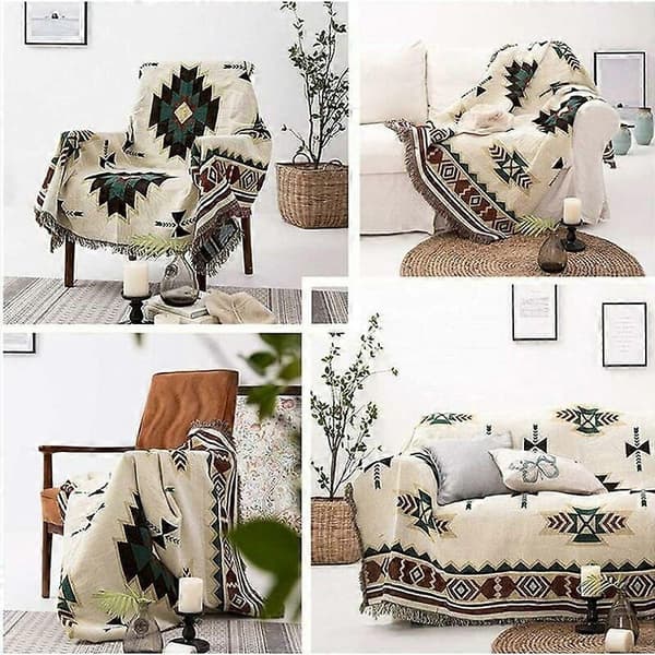 Etnisk amerikansk pledd sofateppe i ett stykke, strikket full dekning sukker jacquard sofateppe - 90x90cm