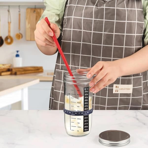 Surdejsstarterglas, surdejsstarterkit, 24 oz genanvendeligt surdejsglaskit til hjemmebagning