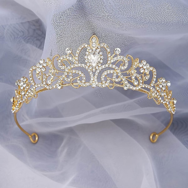 Gyllen Prinsesse Tiara for Kvinner og Jenter - Elegant Krone for Brud og Spesielle Anledninger