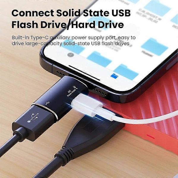 JS-103 Adapter til iPhone iPad-stik 7-benet han til USB+Type-C hun OTG - Sølv