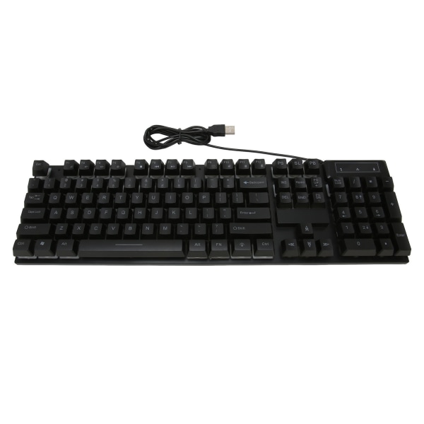 Gaming Keyboard Kablet 104 nøkler Ergonomisk bakgrunnsbelysning USB-tastatur for hjemmekontor bærbar PC Arbeidsspill Svart