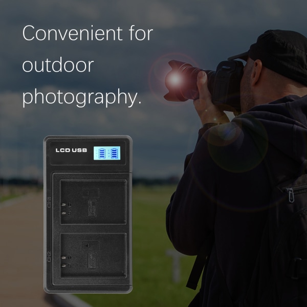 Bärbar kamerabatteriladdare för LP-E12 USB -kamera dubbelladdare med LCD-skärm