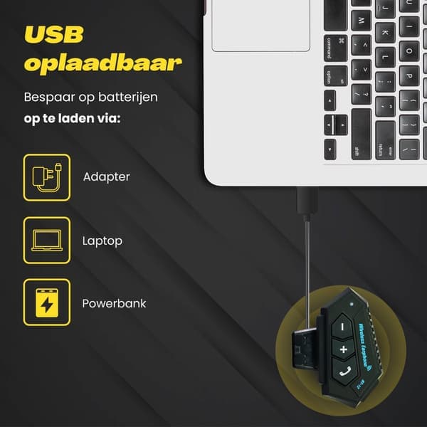 ING Motorcykelhjelm Headset Bluetooth, Med Mikrofon til Hjelm, Vandtæt, Universal Pasform