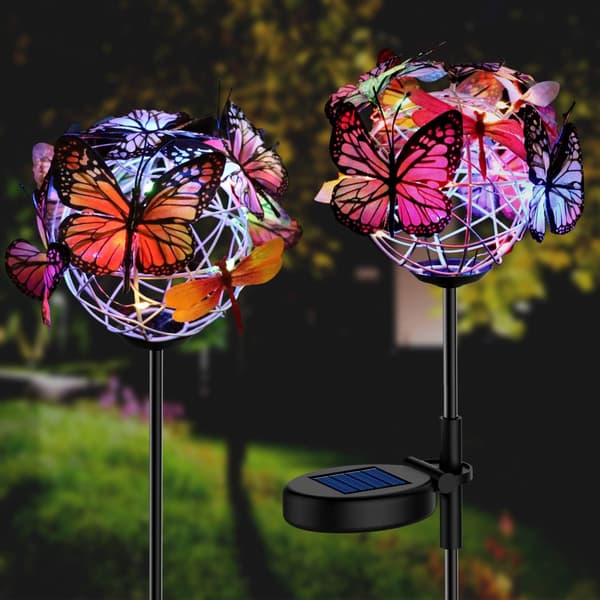 Solcelledrevne Sommerfuglehavestager Lys (2 stk. Sommerfuglelys)