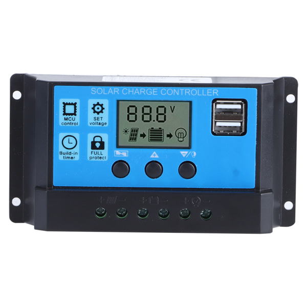 60A Solar Charge Controller med Dobbelt USB-Port 5V Auto PWM LCD-Display Solpanel Batteri Regulator