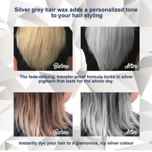 Sølvgrå hårfarvevoks Midlertidig hårstylingvoks Hårfarvevoks til mænd og kvinder