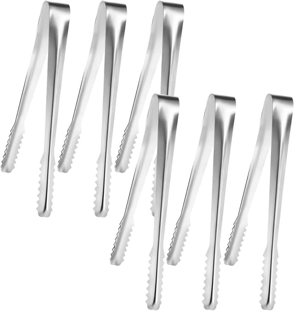 6-pack istänger i rostfritt stål, 15 cm istänger, sockertänger, sockertänger