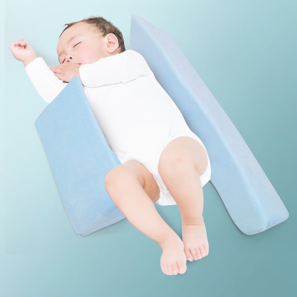 Baby Side Sleeping Wedge Pute Styling Pute Spedbarns Side Sovestilling Anti-Oppspytting Melk (Blå)