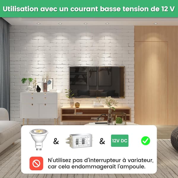 GU10 LED Spotlight 7W 6000K Kallvit, 65W Halogenmotsvarighet, MR16 Reflektor 38° Stråle Ej Dimbar AC 230V, 4-pack