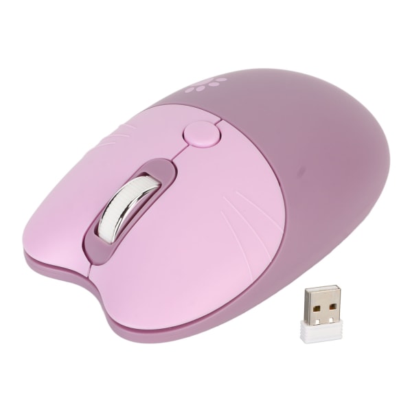 Trådlös Kattmus - Lila, Portabel och Tyst, 2.4G, USB-mottagare, 3 DPI-nivåer, för M3 Laptop och Dator