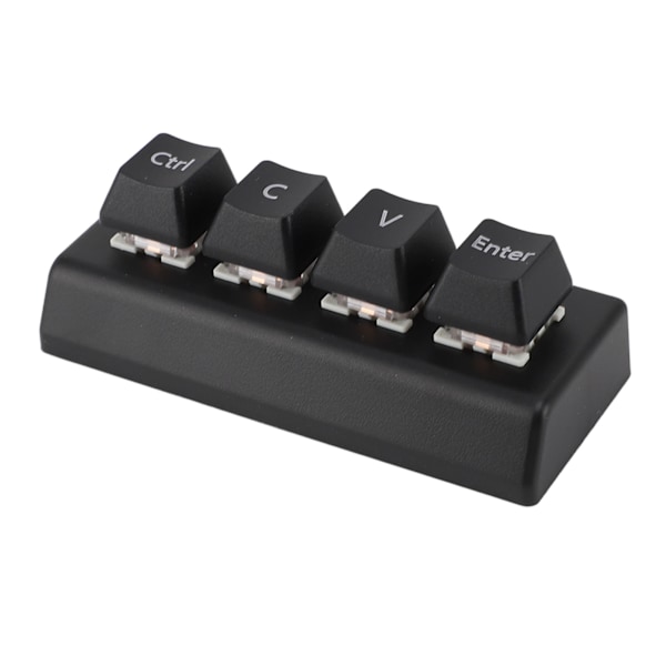 Programmerbart tangentbord med 4 tangenter, stöd för NKRO röda switchar, Ctrl C V Enter, mini mekaniskt tangentbord för spel, kontor, media, svart