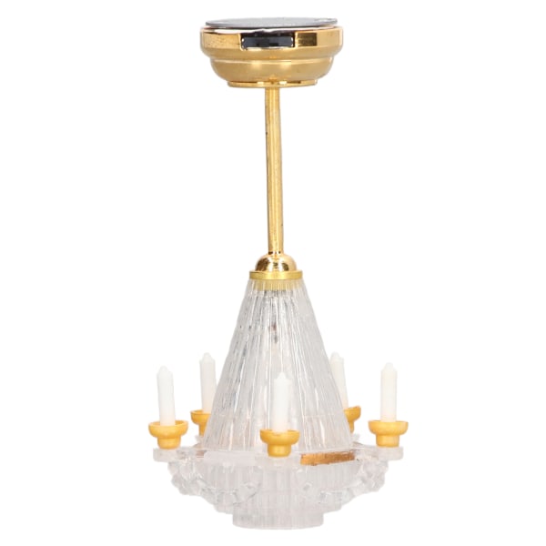 Pienoiskattokruunu 1/12 Skaalattu elävä koristeellinen minikattolamppu 5 LED-kynttilällä nukkekodille