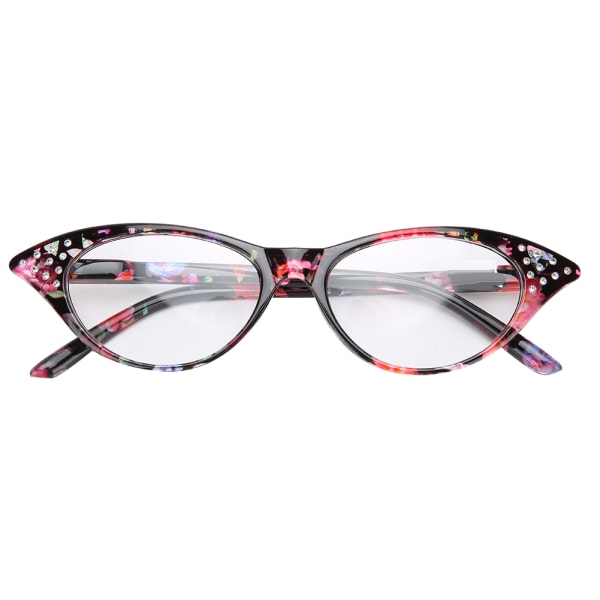 Läsglasögon Fashionabla unisex rhinestones-dekoration Klara läsglasögon (+200 röd rand)