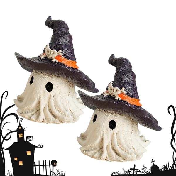 Sæt med spøgelsesfigurer til Halloween, inklusive 2 søde Halloween-dekorationer.
