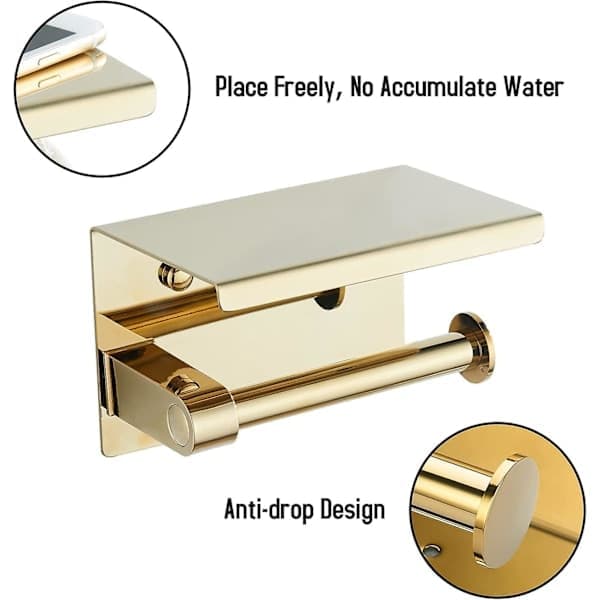 Toiletpapirholder Guld 304 Rustfrit Stål Toiletpapirholder