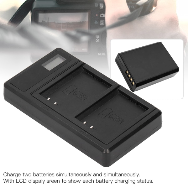 Bärbar kamerabatteriladdare för LPE10 USB -kamera Dubbelladdare med LCD-skärm