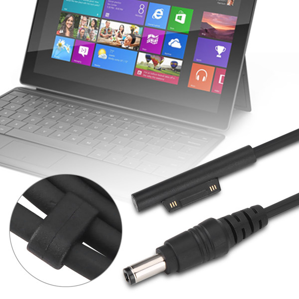 DC Power Supply Charger Adapter Laddningskabel med ljus för Microsoft Surface Pro 4/3 surfplatta