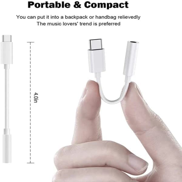 3-pakning adapter USB-C til 3,5 mm (Samsung S20 S21 S22) Hodetelefonadapter Hvit