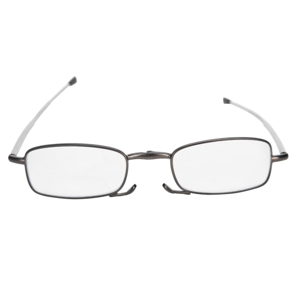 Sammenleggbare briller Unisex menn kvinner rustfritt stål eldre anti-skli lesebriller (+200 grå)