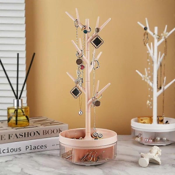 Jewelry Stand with Rotatable Base Storage Box Tree Tower Hanging