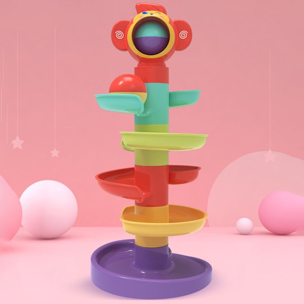 Børns og babyer pædagogiske spor rullende bold glidende bold tårn baby drej foldning legetøj