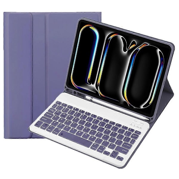 A13B Leather+TPU Tablet Case Bluetooth Keyboard Case with Pen Holder for iPad Pro 11 (2024)
