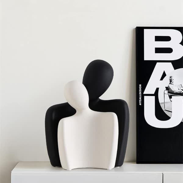 Ceramic Couple Statues for Home Decor, Hugging Couple Figurines for Shelf and Table, Modern Romantic Sculptures