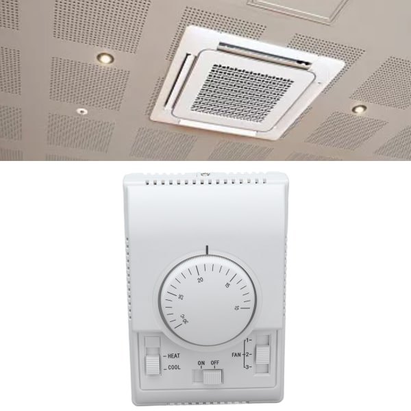 Sentralt klimaanlegg termostat 2-veis mekanisk kontrollbryter regulator 110‑220V-hvit-1 stk