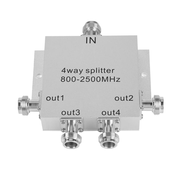 4-veis 800-2500MHz N-type Mobiltelefon Power Splitter Signal Repeater Amp Power Divider
