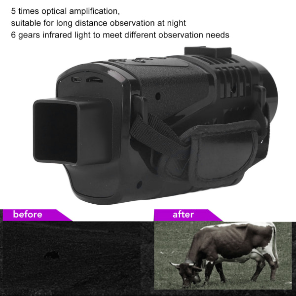 HD Night Vision monokulær til natfiskeri - 1080P infrarød enhed med 1,5" TFT-skærm