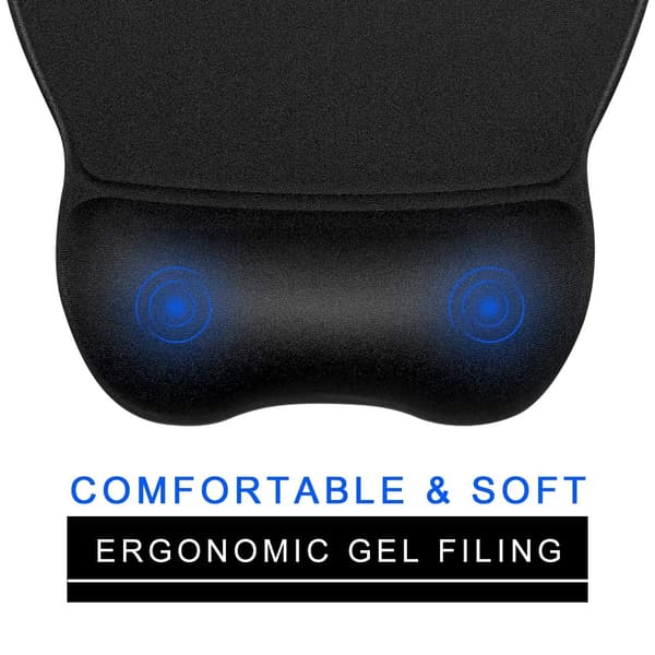 Musematte med håndleddsstøtte, Ergonomisk musematte med minneskum Håndleddsstøtte for datamaskin, bærbar PC, kontor, hjem og reise, svart
