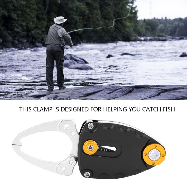 Mini Metall Fisk Lip Grip Grippare Klämma Fiske Gripverktyg Tillbehör (Svart)