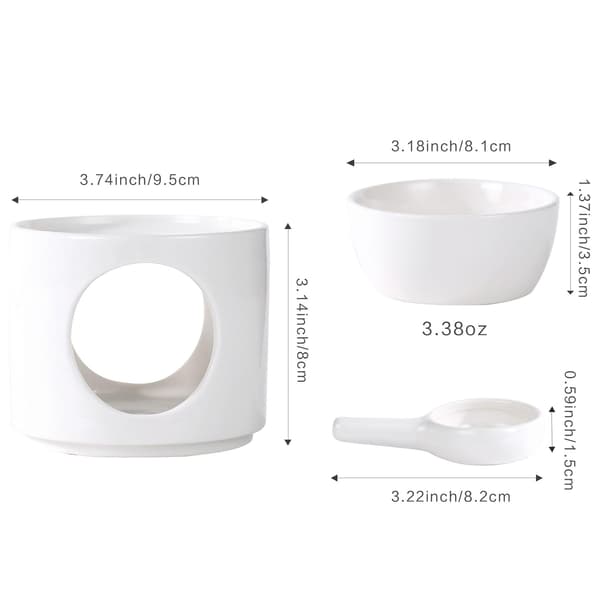 Keramisk Olje Aromaterapi Brenner, Matt Voksbrenner, Aromaterapiholder, Telysholder Diffuser for Hjemmekontor Dekor, Hvit White